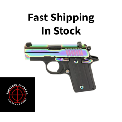 Sig Sauer P238, Semi-automatic, Single Action Only, Sub-Compact, 380 ACP, 2.7 Barrel, Night Sights, PVD Finish, Rainbow Slide, Black Frame, 6 Rounds, 1 Magazine 238-380-RBT2
