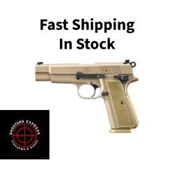 FN America High Power, Semi-automatic, Single Action Only, Full Size, 9MM, 4.7 Barrel, PVD Finish, Flat Dark Earth, 2 Polymer Grip Pairs, Driftable Dovetail Sights, Ambidextrous Safety, 17 Rounds 2 Magazines, Includes Zippered Ballistic Range Bag 66-