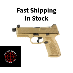 FN America FN509M Tactical, Semi-automatic, Striker Fired, Polymer Frame Pistol, Mid-Size, 9MM, 4.5 Barrel, Threaded 1/2x28, PVD Finish, Flat Dark Earth, Optic Ready, Flat Faced Trigger, Suppressor Height 3 Dot Night Sights, Non-Manual Safety, 5 Maga