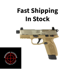 FN America 502, Tactical, Single Action Only, Semi-automatic, Polymer Frame Pistol, Compact Size, 22 LR, 4.6 Threaded Barrel, 1/2X28 TPI, Flat Dark Earth, Fixed Suppressor Height Sights, Ambidextrous Thumb Safety, No Decocker, Optics Ready Slide, 2 M