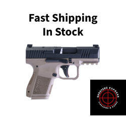CANIK METE MC9, Semi-automatic, Striker Fired, Polymer Frame Pistol, Micro Compact, 9MM, 3.18 Barrel, Matte Finish, Black Slide, Flat Dark Earth Frame, Optic Ready, 2 Magazines, (1)-12 Round, (1)-15 Round, Includes 3 Grip Back Straps, Magazine Loader
