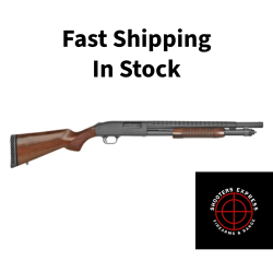 Mossberg 590, Retrograde, Pump Action, 12 Gauge, 3 Chamber, 18.5 Heavy Barrel, Blue Finish, Wood Stock, Ambidextrous, 6Rd, Bead Sight 52151