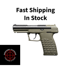 Kel-Tec PR57, Striker Fired, Semi-automatic, Polymer Frame Pistol, Compact, 5.7X28MM, 4.6 Barrel, Matte Finish, Green Frame, Black Slide, Optics Ready, 3 Dot Sights, 20 Rounds, (2) 10 Round Stripper Clips, Includes Optic Plate PR57GRN
