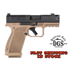 CANIK METE MC9 Prime, Semi-automatic, Striker Fired, Polymer Frame Pistol, Compact, 9MM, 3.6 Barrel, Compensated Slide and Barrel with Blast Chamber, Night Fision Tritium Sights, Optics Ready, Matte Finish, Flat Dark Earth Frame, Black Slide, 17 Roun