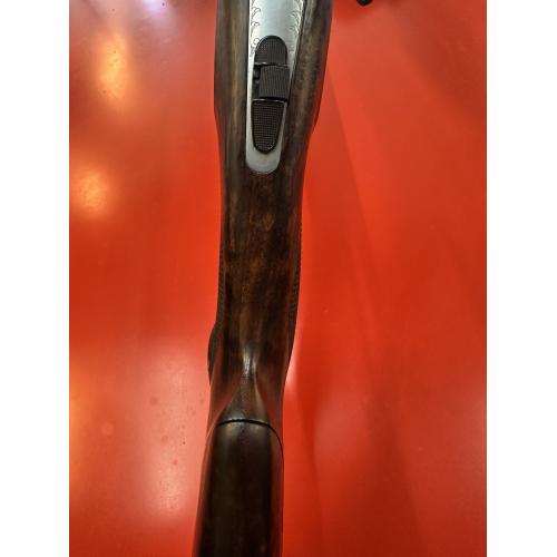 F.A.I.R Carrera IV - Nickel receiver with black script, FX wood with adjustable comb, ventilated midrib and buttplate, black lever and hinge pins, ported barrels, ABS case