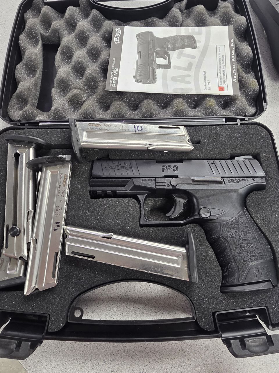 WALTHER PPQ 22LR WITH 6 MAGS.  (4) 12 RD AND (2) 10 RD-img-0