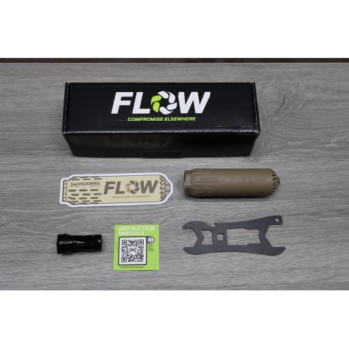 HUXWRX FLOW 556k FDE 3D-Printed Stainless Steel Suppressor
