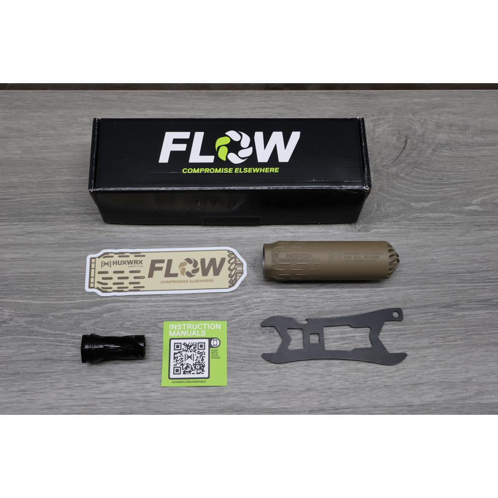 HUXWRX FLOW 556k FDE 3D-Printed Stainless Steel Suppressor