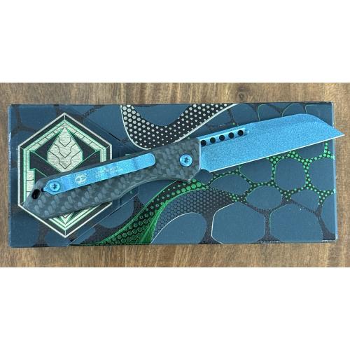 Jinn Automatic, Metallic Teal Blade with Carbon Fiber Handle