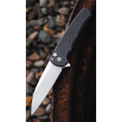 Malibu, Black Textured Battleworn Handle, Stonewash Wharncliffe Blade