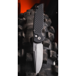 TR-3 Auto, Black "Fish Scale" Handle, Stonewash Blade