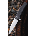 Malibu, Black Textured Battleworn Handle, Stonewash Wharncliffe Blade