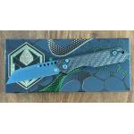 Jinn Automatic, Metallic Teal Blade with Carbon Fiber Handle