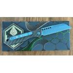Jinn Automatic, Metallic Teal Blade with Carbon Fiber Handle