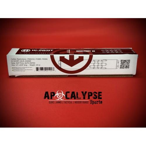 Hi-Point Firearms Hush-Point, Suppressor, 22LR, 6.19 Long, Aluminum Construction, Anodized Finish, Black, Includes 1/2x28 Direct Thread Mounts HP22