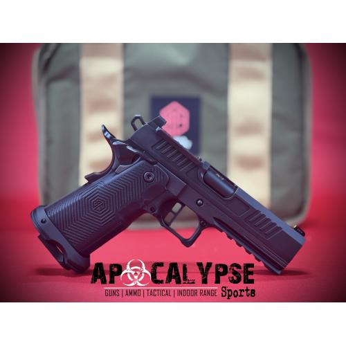 Alpha Foxtrot AF1911 Romulus 9mm Luger 20+1 4.25" Black Bull Ramped Barrel, Satin DLC Stainless Steel Optic Ready/Serrated Slide & Frame w/Beavertail & Picatinny Rail, Polymer Grip, RMR/RM