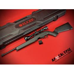 Ruger 10/22, Semi-automatic, 22LR, 16.4 Threaded Barrel, 1/2X28 Thread Pitch, Satin Finish, Black, Adjustable Rear Sight, Gold Front Bead Sight, Manual Safety, 10 Round Rotary Magazine, Includes Factory Mounted Viridian EON 3-9X40 Scope 32001