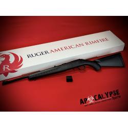 Ruger American Rimfire Compact, Bolt-Action Rifle, 22 LR, 18 Barrel, Satin Blued Finish, Alloy Steel, Black Composite Stock, Adjustable Rear & Fiber Optic Front Sight, 10Rd 08303