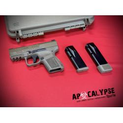 CANIK METE MC9, Semi-automatic, Striker Fired, Polymer Frame Pistol, Micro Compact, 9MM, 3.18 Barrel, Matte Finish, Flat Dark Earth, Optic Ready, 2 Magazines, (1)-12 Round, (1)-15 Round, Includes 3 Grip Back Straps, Magazine Loader, Custome Holster,