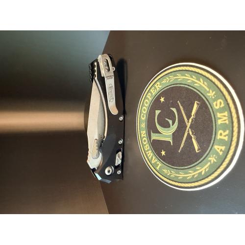 Microtech Amphibian Mini RAM-LOK Manual Folding Knife — Apocalyptic M390MK Blade, Black Aluminum Handle | 137MRL-10AP