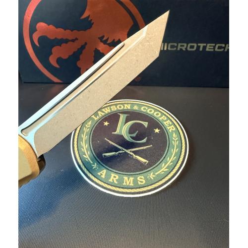 Microtech Hera II Mini OTF Automatic Knife — Tanto Edge, Apocalyptic Finish, Tan Handle | 1704M-10APTA