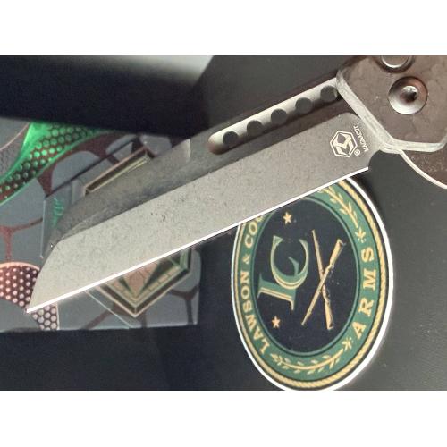 Heretic Jinn Button Lock Flipper — DLC CPM-MagnaCut Blade, Carbon Fiber Handle | H213-6A-CF