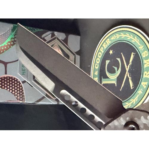 Heretic Jinn Button Lock Flipper — DLC CPM-MagnaCut Blade, Carbon Fiber Handle | H213-6A-CF