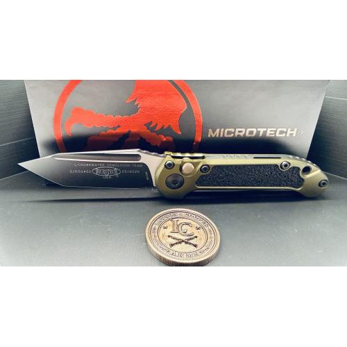 Microtech LUDT Gen III T/E — Black Blade, OD Green Handle