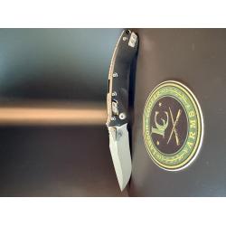 Microtech Amphibian Mini RAM-LOK Manual Folding Knife — Apocalyptic M390MK Blade, Black Aluminum Handle | 137MRL-10AP