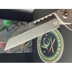Heretic Jinn Button Lock Flipper — DLC CPM-MagnaCut Blade, Carbon Fiber Handle | H213-6A-CF