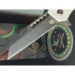 Heretic Jinn Button Lock Flipper — Battle Black CPM-MagnaCut Blade, Blizzardworn Aluminum | H213-8A-BLZ