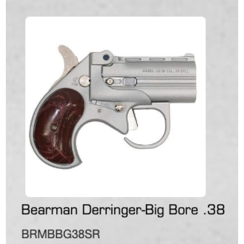 DERRINGER BIG BORE W GUARDIAN .38 SPC STN/RSWD SATIN W ROSEWOOD GRIP 2.75" BARREL