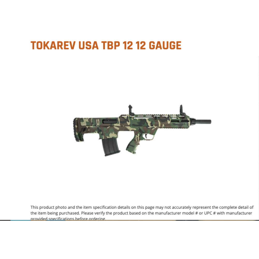 Tokarev USA TBP 12 12/18.5" M81 Camo 3" Tokarev USA TBP 12 12/18.5" M81 Camo 3"