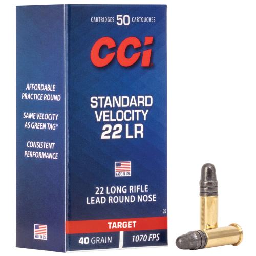 CCI, Standard Velocity, 22LR, 40 Grain, Lead Round Nose, 500 Round Brick