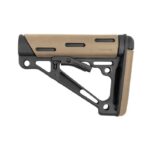 Hogue 15350 OverMolded Collapsible Buttstock Tan OverMolded Rubber Black Synthetic AR-15, M16, M4