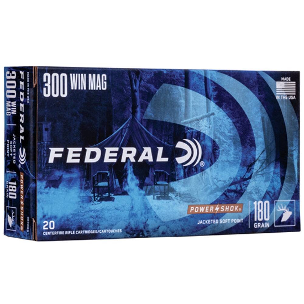 Federal 300WBS Power-Shok  300WinMag 180gr Jacketed Soft Point 20 Per Box/10 Case