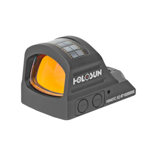 Holosun Technologies, 407C-X2, Red Dot, 2 MOA, Black, Side Battery, Solar Failsafe