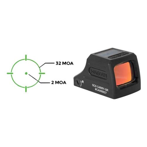 Holosun SCS Carry Black Anodized 1 x 0.58" X 0.77" 2 MOA Green Dot/32 MOA Circle Multi Reticle