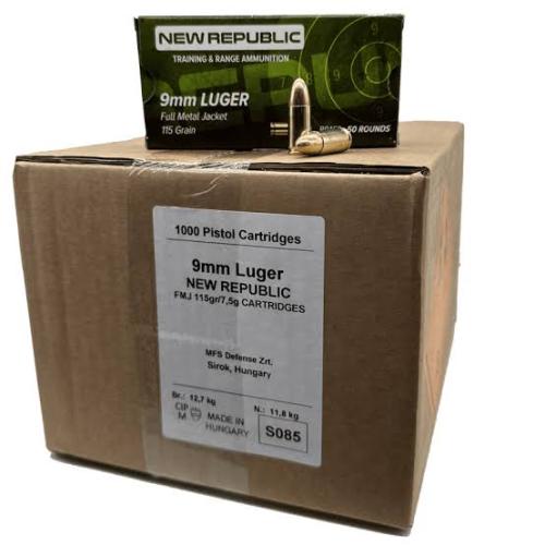 New Republic Training and Range 9mm Ammo 115 Grain Full Metal Jacket - 1000rd