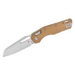 Microtech MSI S/E Fluted G-10 Tan Stonewash Partial Serrated