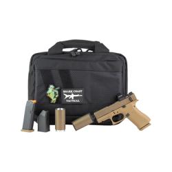 GLOCK 43X, Striker Fired, 9MM, Slide Lock Lever, 3.92 Threaded Barrel, 1/2x28 Thread Pitch, Suppressor Height Sights, Holosun 407K Red Dot, Includes Compact Hush Puppy Project Model 2 Suppressor UX4350204FRN