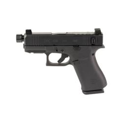 GLOCK, 43X Hush Puppy, Semi-automatic, Striker Fired, Polymer Frame Pistol, Sub-Compact, 3.92 Threaded Barrel, 1/2X28 Thread Pitch, Black Cerakote by Shark Coast Tactical, Slide Lock Lever, Suppressor Height Sights, 10 Rounds