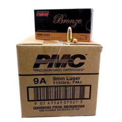 PMC 9A Bronze 9mm Luger 115 gr Full Metal Jacket - 1000ct