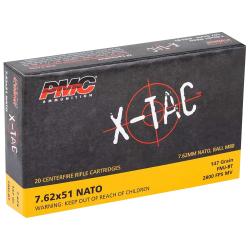 PMC 762X X-Tac 7.62x51mmNATO 147gr Full Metal Jacket Boat Tail - 250ct