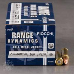Fiocchi Range Dynamics Centerfire Rifle Ammunition 7.62x39mm 123 gr FMJ 2375 fps - 250ct