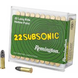 Remington 22 Subsonic 38 gr Lead Hollow Point .22lr Ammo, 100/box - SUB22HP1