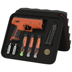 Byrna Technologies SD Kinetic Kit CO2 .68 Cal 5rd, Orange Polymer, Black Rubber Honeycomb Grip, C02 & 15 Projectiles Included