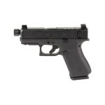 GLOCK, 43X Hush Puppy, Semi-automatic, Striker Fired, Polymer Frame Pistol, Sub-Compact, 3.92 Threaded Barrel, 1/2X28 Thread Pitch, Black Cerakote by Shark Coast Tactical, Slide Lock Lever, Suppressor Height Sights, 10 Rounds