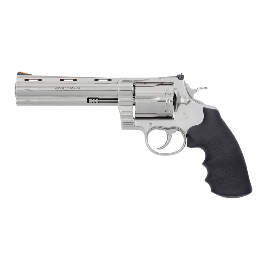 Colt Anaconda, .44 Mag, 6" Barrel, Red Ramp Front/Adjustable Rear Sights, Stainless, Hogue Overmold