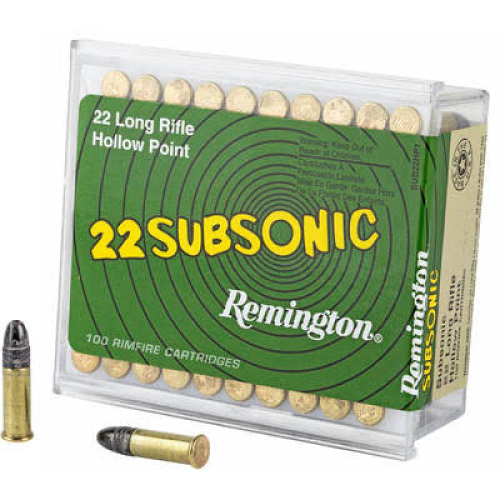 Remington 22 Subsonic 38 gr Lead Hollow Point .22lr Ammo, 100/box - SUB22HP1